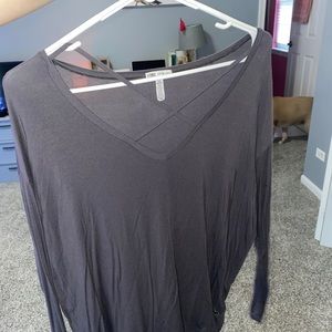 Gray Cross Front Long Sleeve